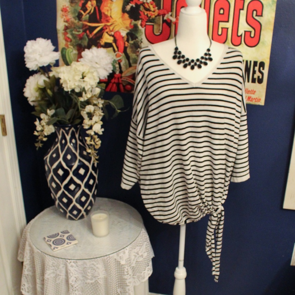 Faded Glory Tie-Waist Striped Sweater